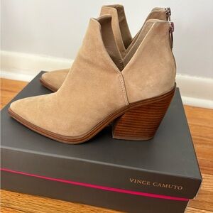Vince Camuto Beige Suede Ankle Booties